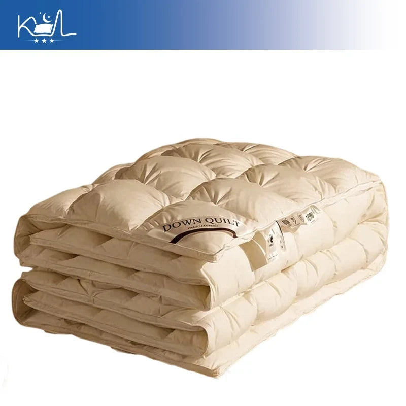 3D Luxury Quilted 100% Premium Goose Down Comforter King Queen Full Size Winter Thick Solid Color Duvet
