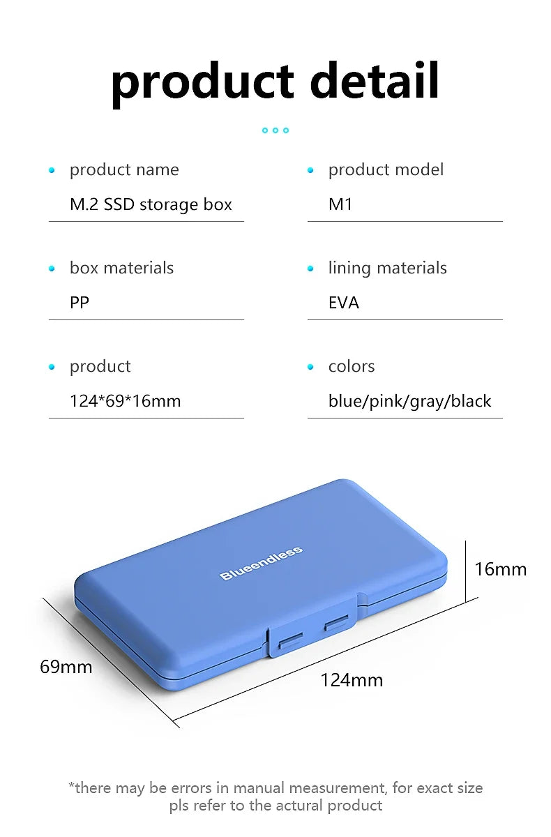 4-Slot M.2 SSD Case Storage Case 2280 SSD Enclosure Bag for SSD Case SATA NVme Hard Disk Box for SSD Shockproof Portable Box