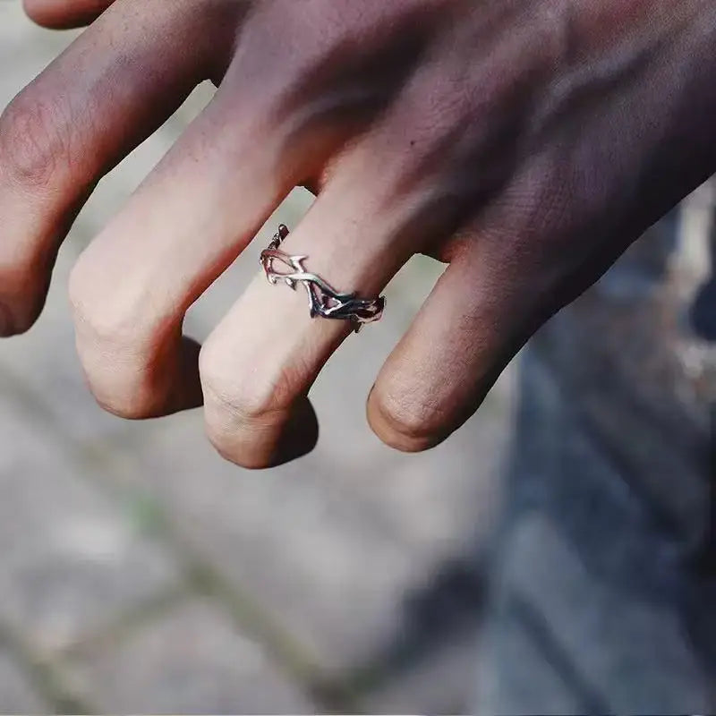 1PCS Fashionable And Simple Retro Men's And Women's Antique Silver Rings With Branches And thorns, Couple Ring Gifts, Fashionabl