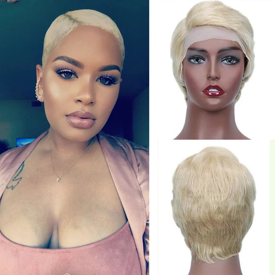 Peruvian Straight Pixie Cut Bob Wig | T-Part Transparent Lace Human Hair (Pre-Plucked Hairline)