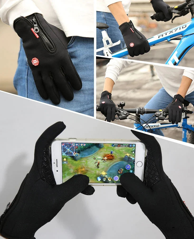 Winter Cycling Gloves Men Women Motorcycle Fleece Sport Zipper Autumn Touch Screen Warm Water-Repellent Windproof Non-slip Glove