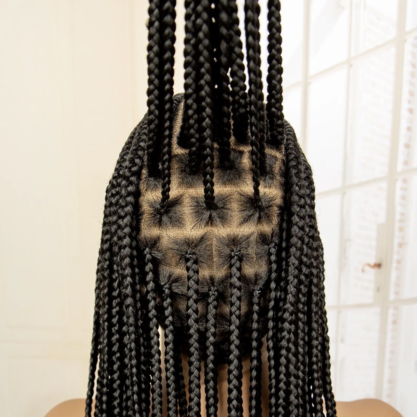 36" Full Lace Afro Cornrow Wig | Knotless Box Braids | Kanekalon Hair | For Black Women