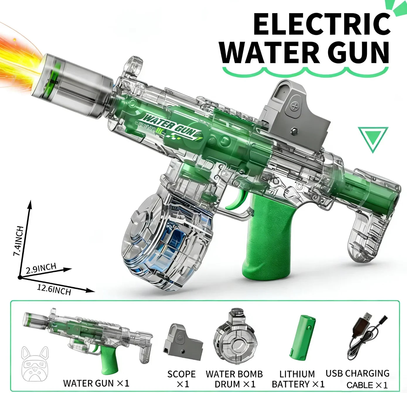 Simulated Firing and Recoil Electric Water Gun Toys Children Automatic Sensor Lights Water Pistol Summer Outdoor Beach Kids Toy