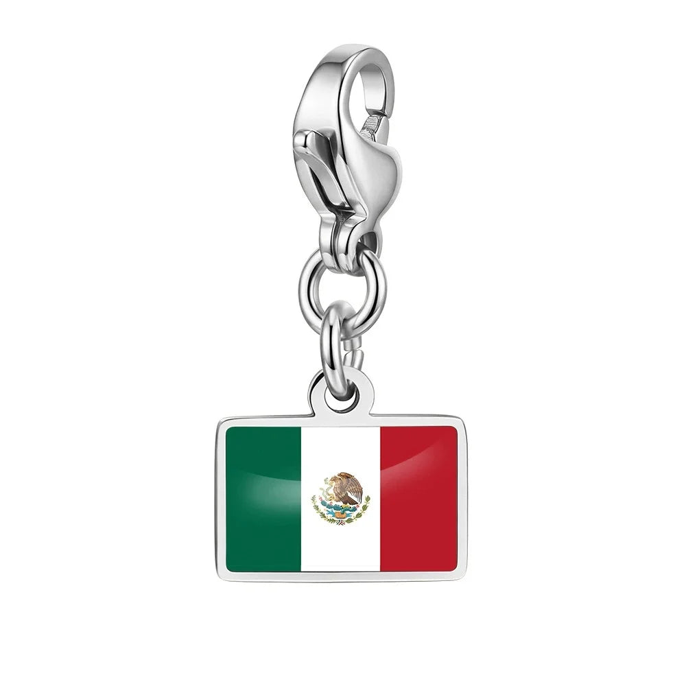 10mm Country Flag Charms Pendant Necklace Bracelet Keychain Bagchain Stainless Steel  Jewelry A Commemorative Gift For A Friend