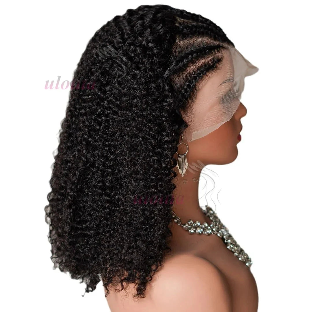 Kinky Curly Braided Bun Wig | 13x4 Lace Front | Human Hair | Remy | 210 Density