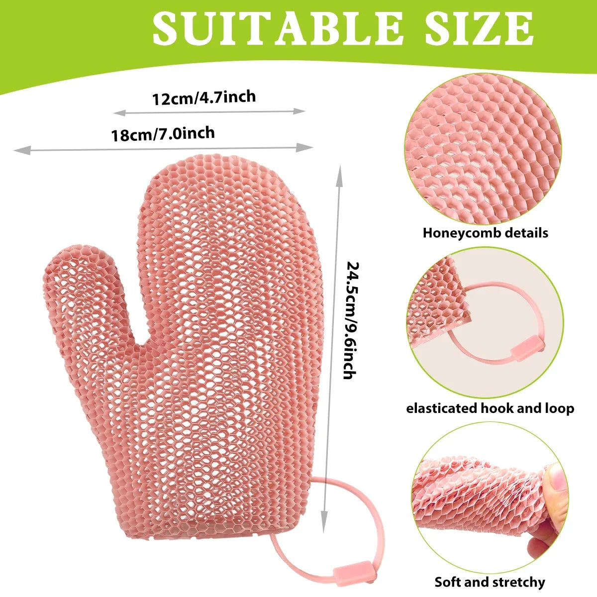 Exfoliating Shower Glove with Colorful Honeycomb Weave and TPU High Elasticity Antibacterial Material - Gentle, Safe and Durable