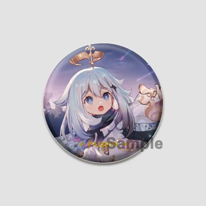 Genshin Impact Game Brooches 58mm Round Button Pins for Backpack Jackets Jewelry Cartoon Cosplay Badge Hutao Zhongli Xiao Badges