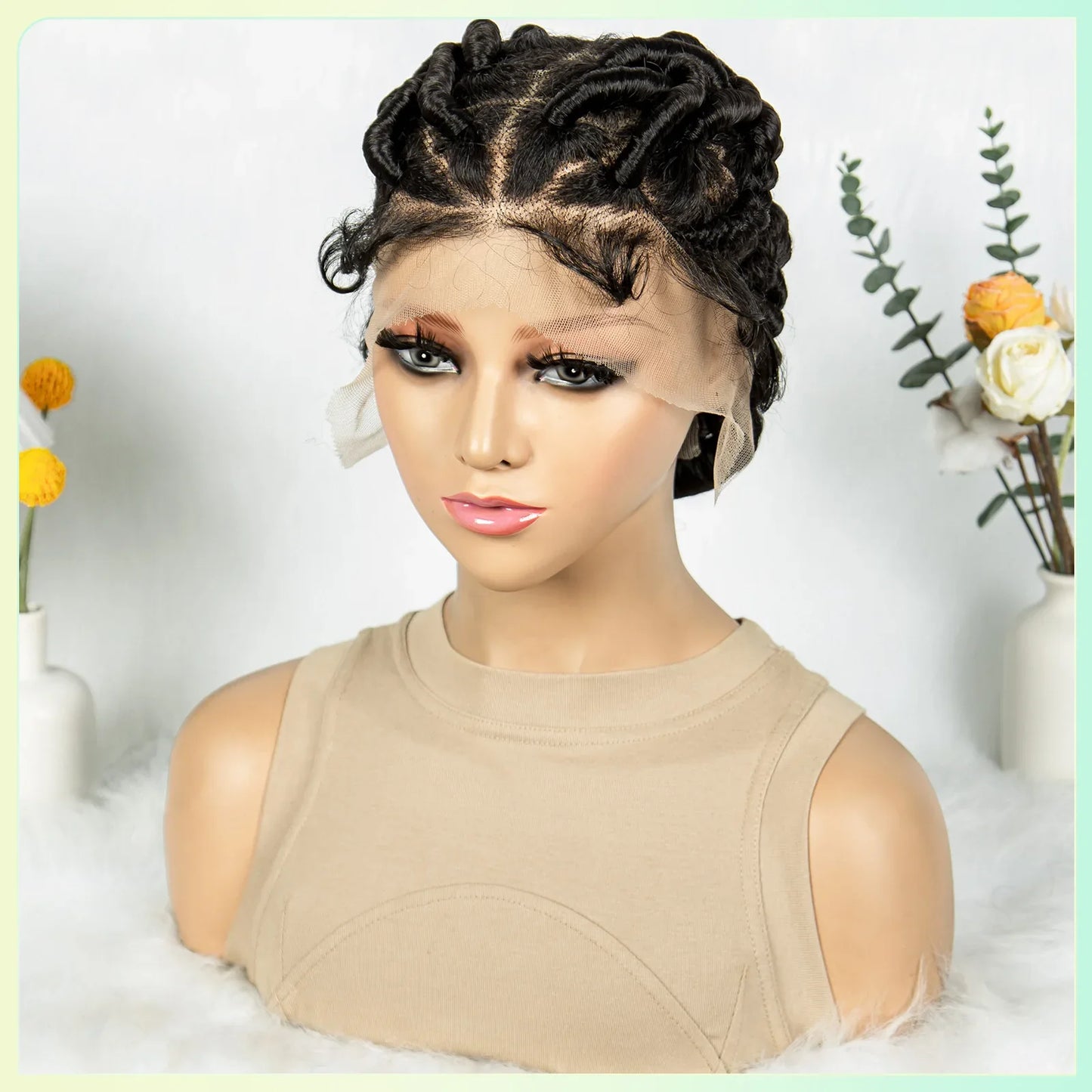 Knotless Cornrow Twist Full Lace Front Wig | Crochet Braids | Transparent Lace | Black Women