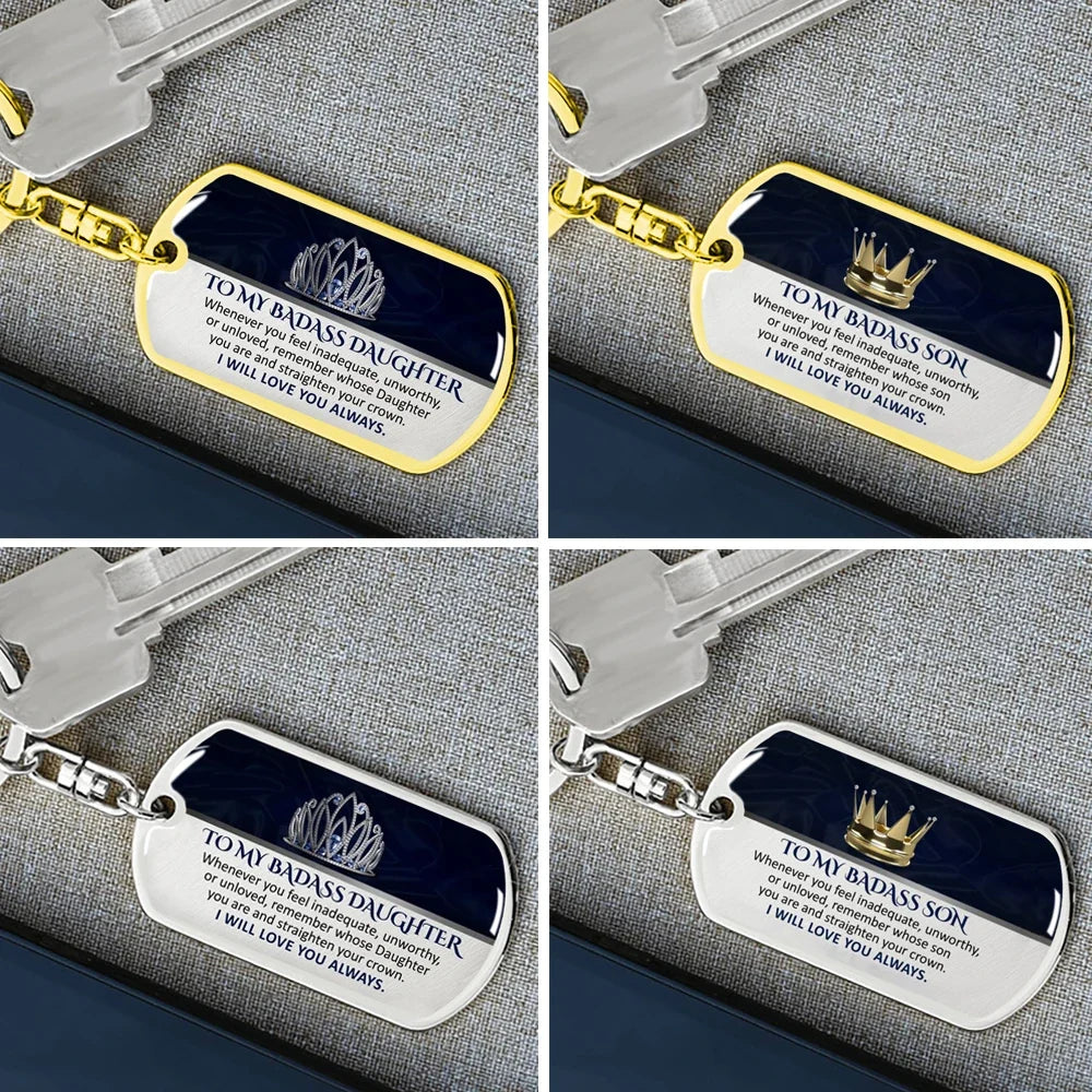 Keepsake for Son Grandson Daughter Granddaughter Keychain Gifts from Grandma Grandpa to My Badass Son Keyring