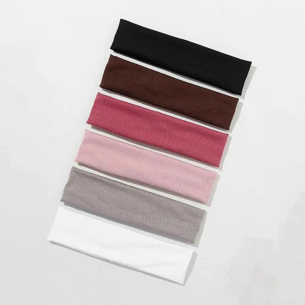 6pcs Simple Basic Solid Color Sports Yoga Headband to Absorb Sweat For Men and Women