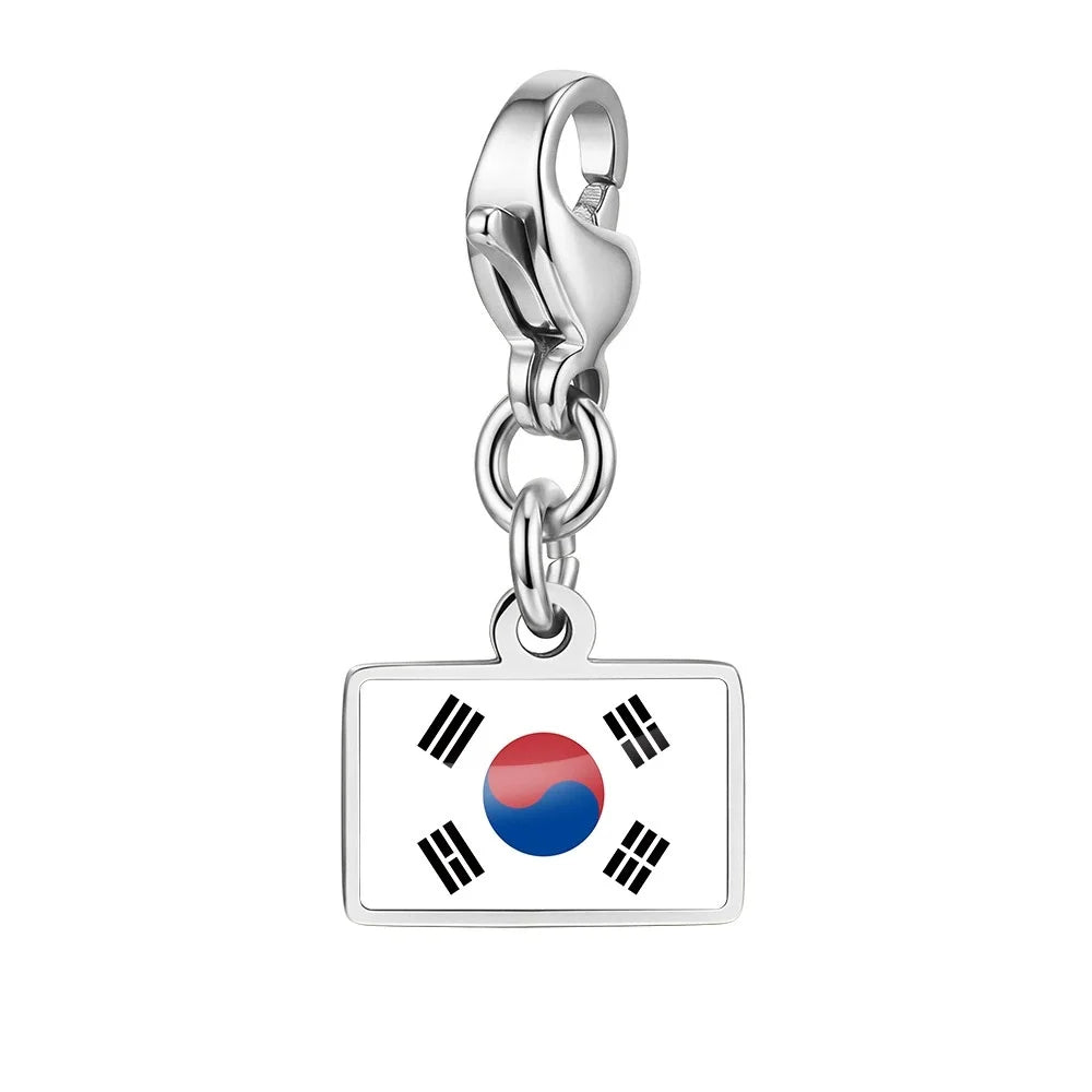 10mm Country Flag Charms Pendant Necklace Bracelet Keychain Bagchain Stainless Steel  Jewelry A Commemorative Gift For A Friend