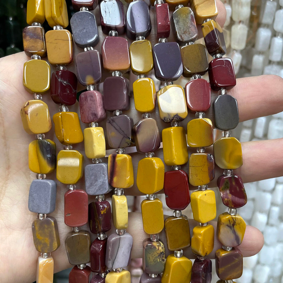 Natural Stone Flat Rectangle Amethyst Lapis Lazuli Quartz Apatite Spacer Beads For Jewelry Making Diy Bracelet Accessorie 8*12MM