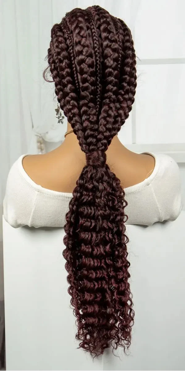 28" Blonde Knotless Cornrow Braids Wig with Curly Ends | Lace Frontal | Baby Hair