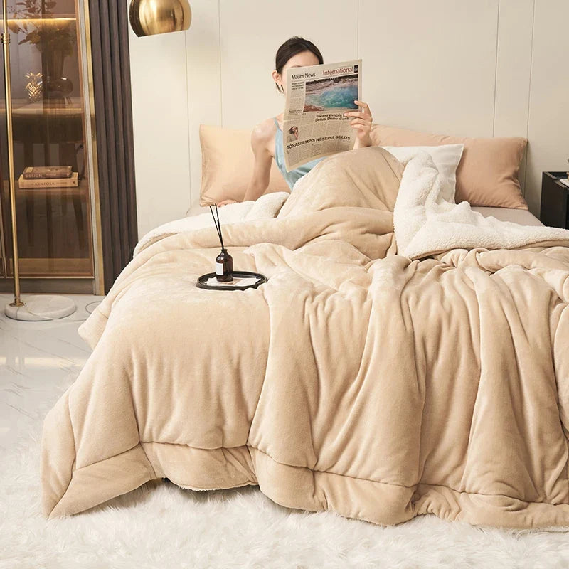 Spring Imitation Lambswool Multi-functional Blanket Queen Blankets for Bed Soft Plush Comfortable Milk Fleece Blanket for Throw