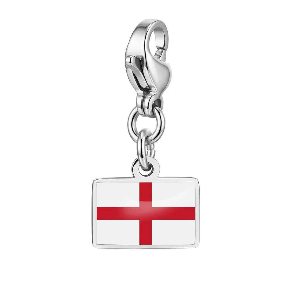 10mm Country Flag Charms Pendant Necklace Bracelet Keychain Bagchain Stainless Steel  Jewelry A Commemorative Gift For A Friend