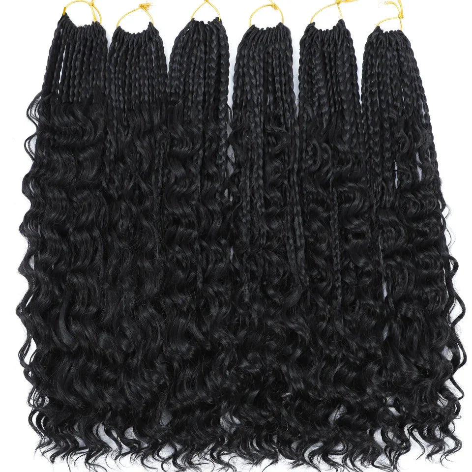 Ombre Goddess Box Braids Crochet Hair with Curly Ends | 14 Inch | 1-6 Packs