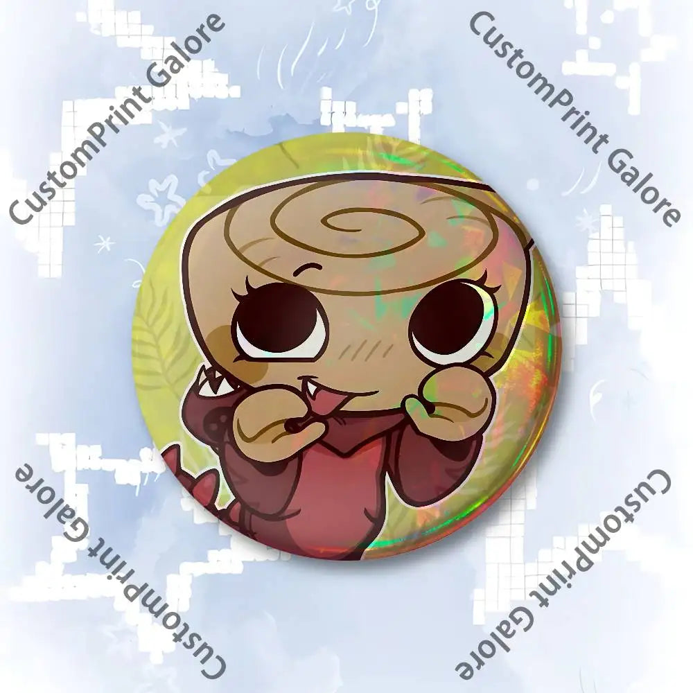 Cute Funny S-Shelly W-Wold Customizable Badge Tinplate Brooch Laser Film Lapel Pin for Decoration Party Small Gifts