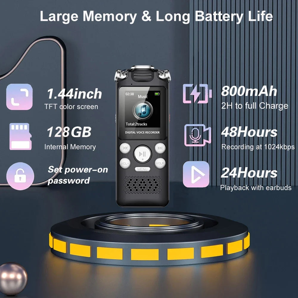 Professional Voice Activated Digital Audio Voice Recorder 8GB 16GB 32G Noise Cancelling Recording PCM Support OTG WAV MP3 Player