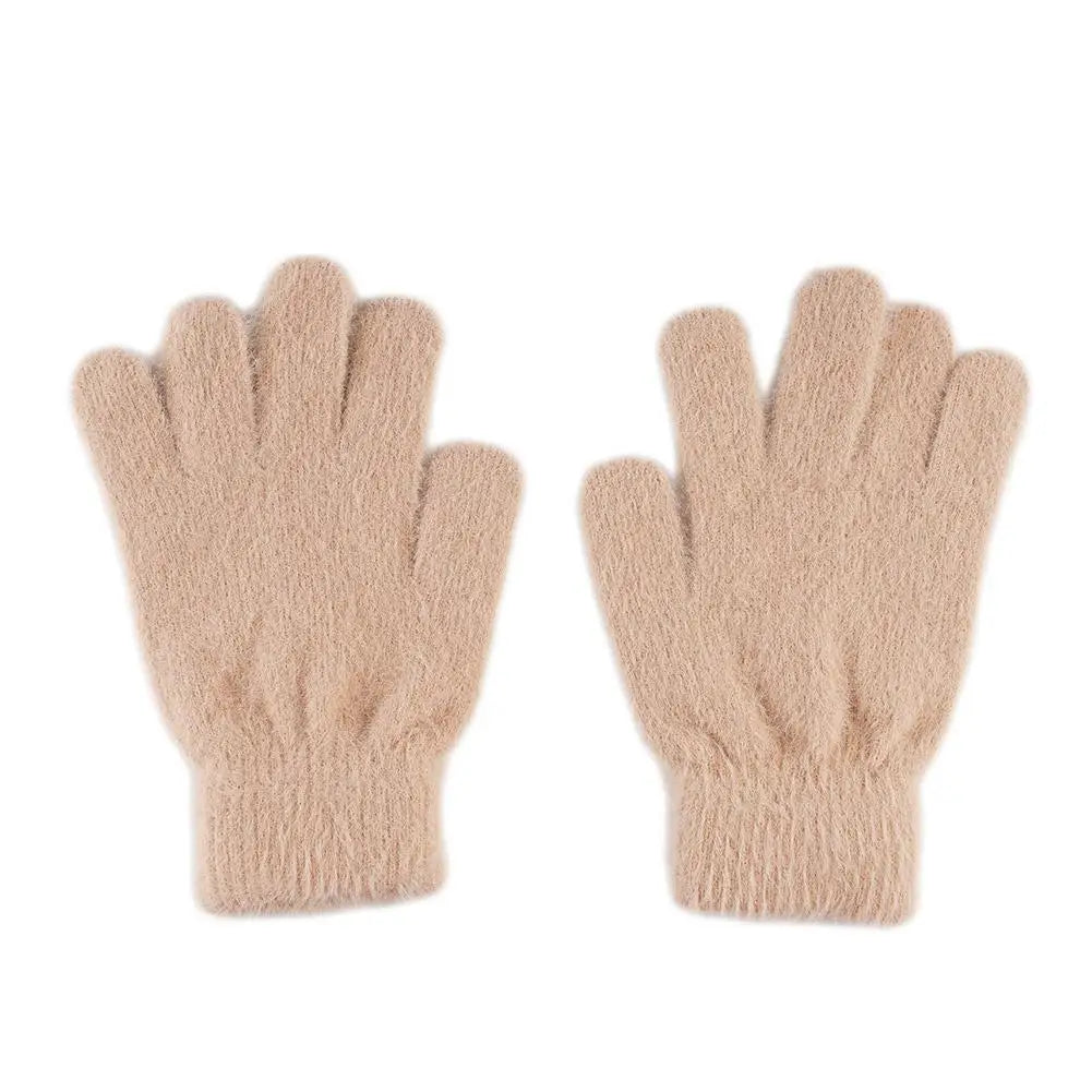 Winter Gloves Mink Velvet Five Finger Gloves Plush Warm Cold-proof Gloves Women Outdoors Cycling Solid Color Mittens
