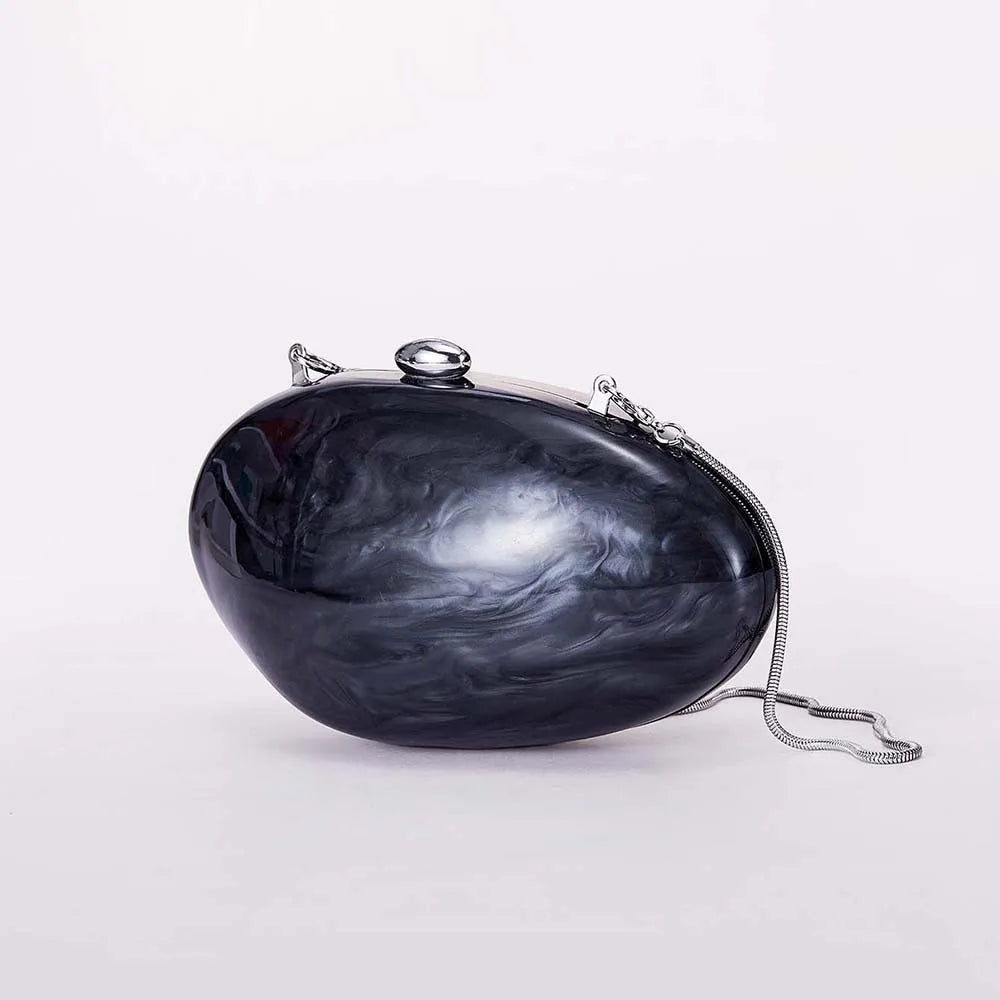 Oval Marble Beige Shell Acrylic Luxury Elegant Lady Evening Bag | Cute Handbag & Wedding Girl Female Mini Purse