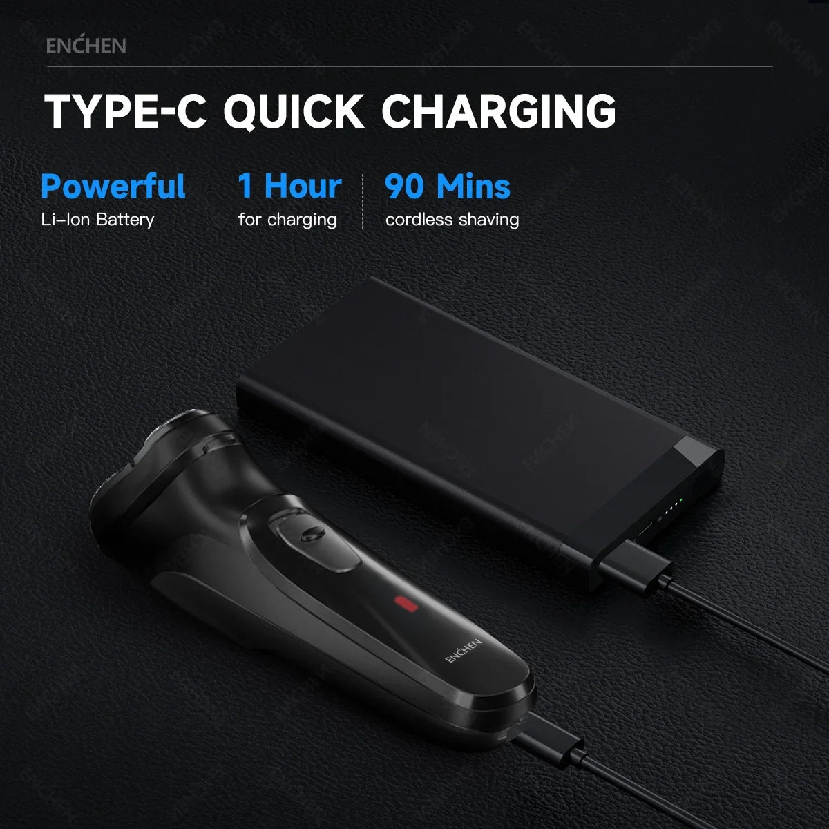 Blackstone USB Rechargeable Rotary Shaver for Men 3D Floating Blade Washable Beard Shaving Machine Electrical Facial Hair Trimme