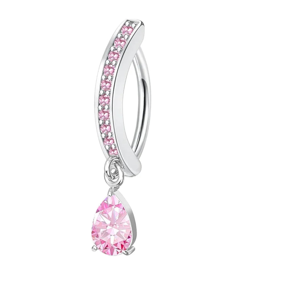1PC Stainless Steel 14G Dangle Belly Button Ring for Women Heart Bow Reverse Hoop Clicker Navel Rings Body Piercing Jewelry
