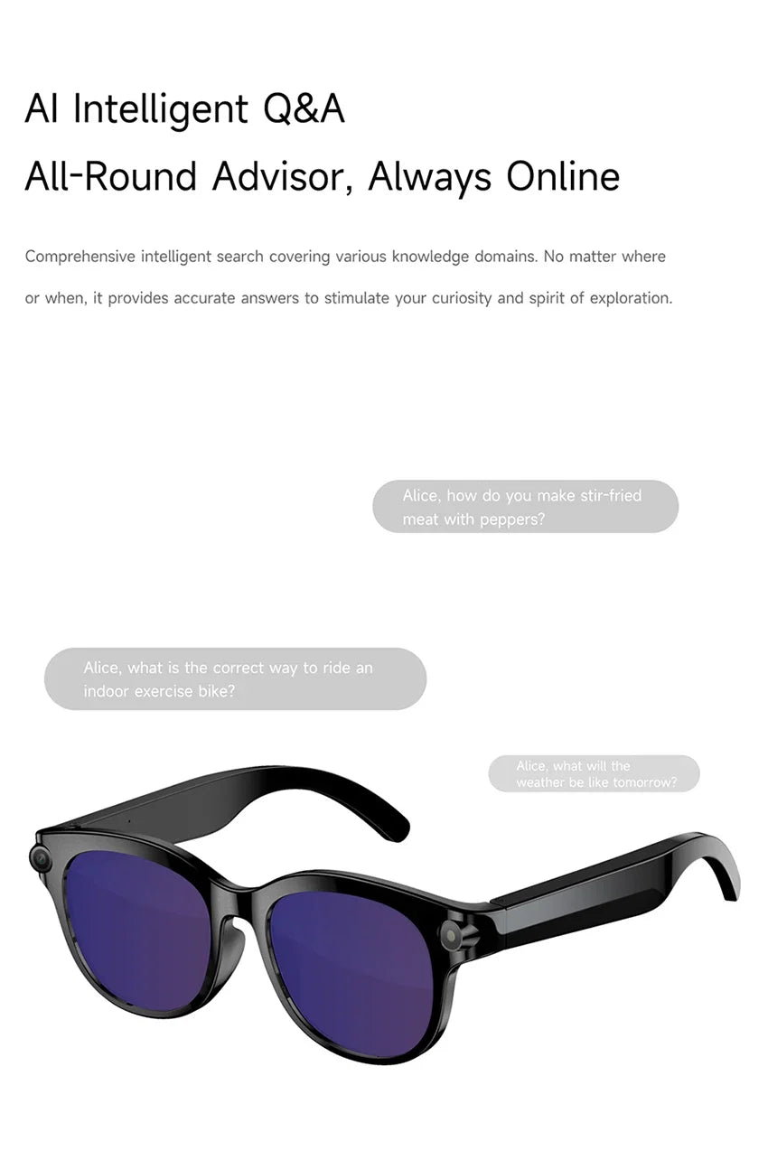 Lenovo 2026 New 8K AI Translation AI Smart Glasses Bluetooth Calling Music Player Camera Control Anti Blue Light Sunglasses