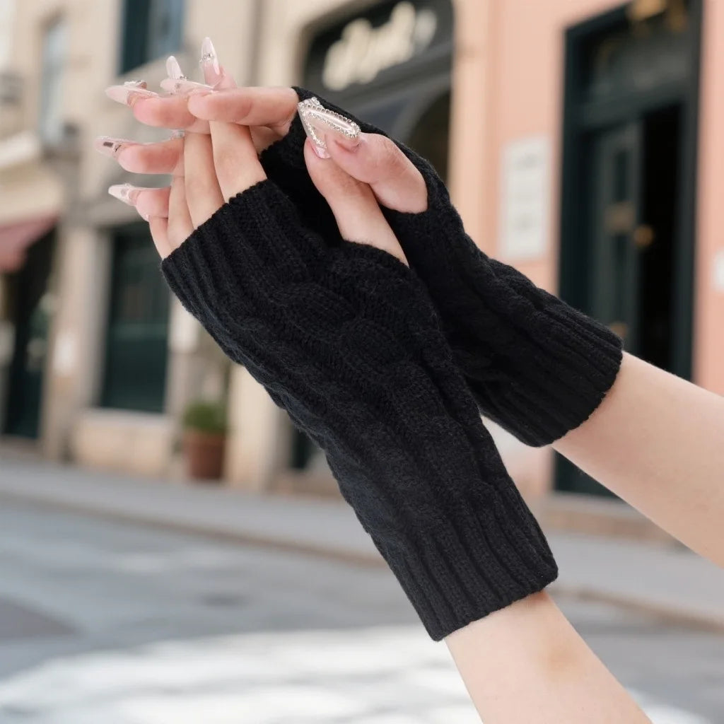 NEW Women Hand Warmer Winter Gloves Fashion Knitting Faux Wool Mitten Warm Fingerless Glove Gants Femme women gloves