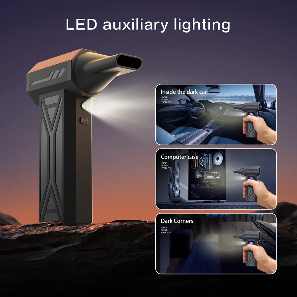 【2025 New】Wireless Jet Fan Brushless Motor Turbo Air Blower For Car Cleaning With LED Light Digital Display Portable Outdoor Use
