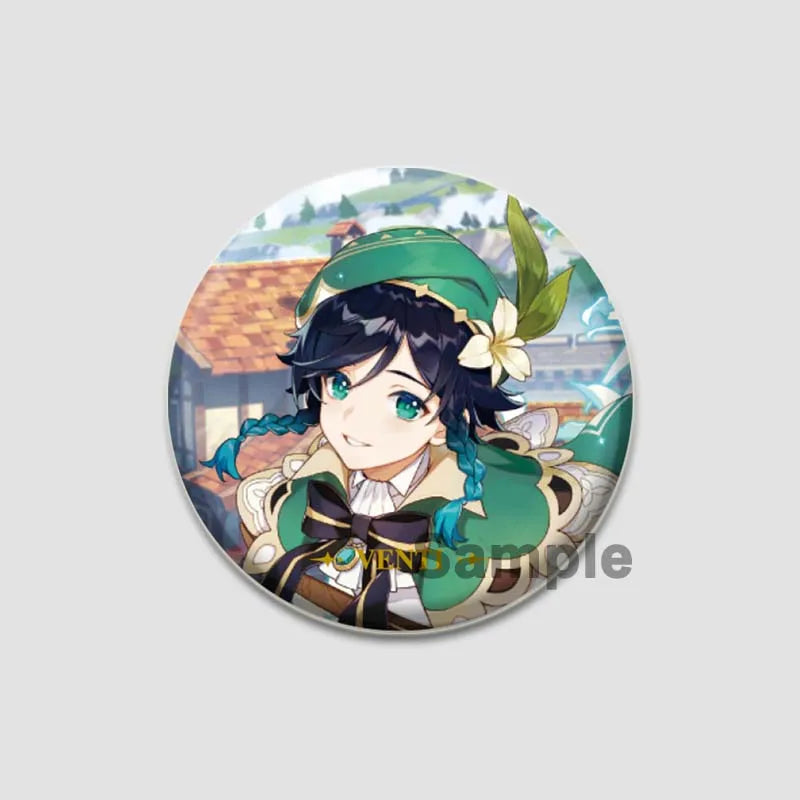 Genshin Impact Game Brooches 58mm Round Button Pins for Backpack Jackets Jewelry Cartoon Cosplay Badge Hutao Zhongli Xiao Badges