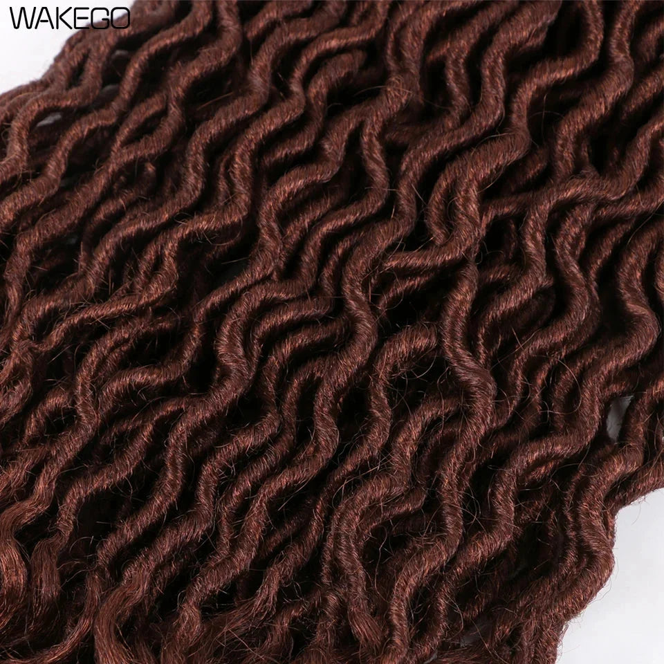 Goddess Faux Locs Crochet Hair | 18" Soft Curly Braids | Ombre Dreadlocks Extensions | 24 Strands/Pack