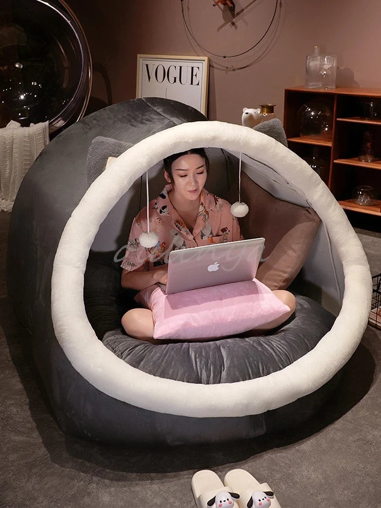 Cute Oversized Adult Child Plush Tent Cozy House Lazy Person Sofa On The Ground Cat's Nest Christmas Cushions Sitting Cushion