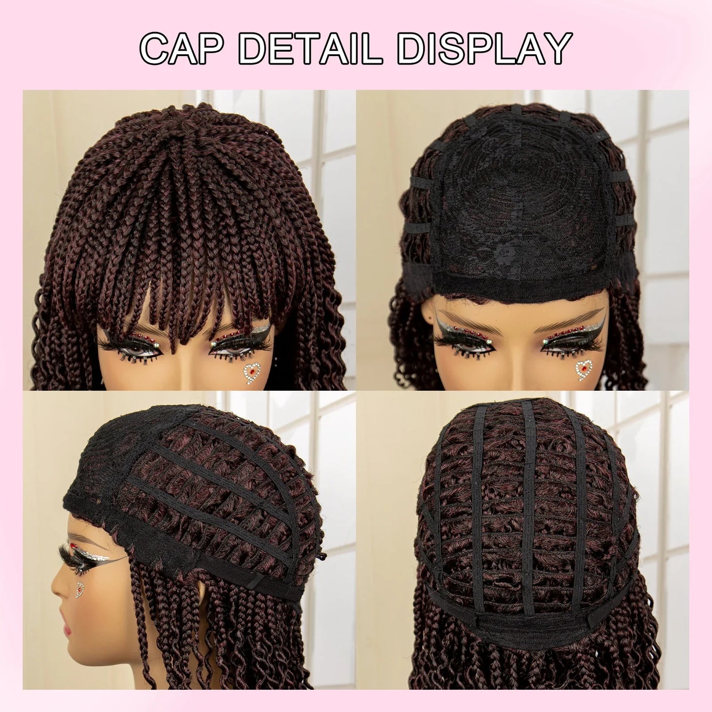 Short 14" Bob Braided Wig | Curly Knotless Box Braids | Synthetic Machine Made Wig | For Black Women