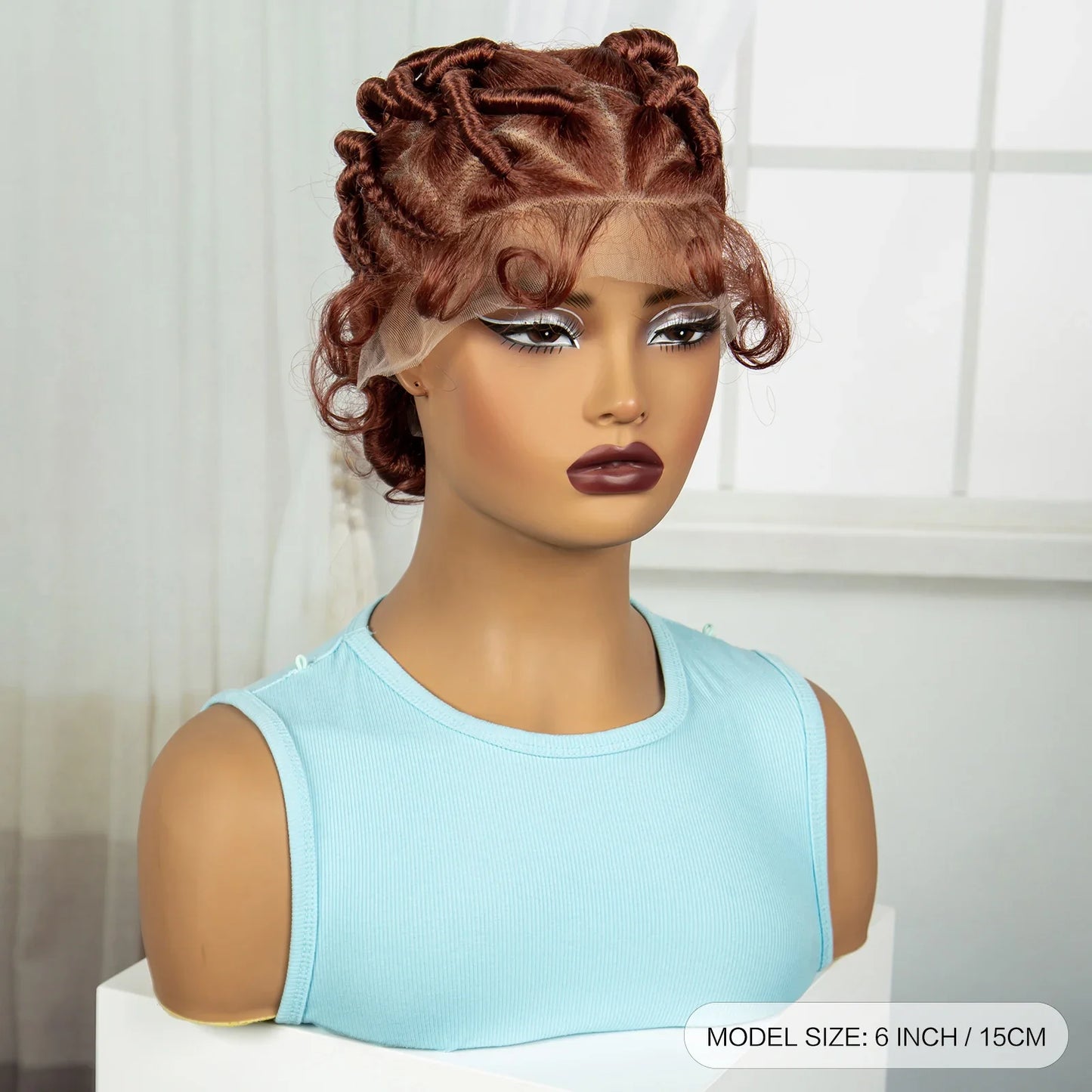 Ginger Full Lace Handmade Bantu & Dreadlock Braided Wig with Baby Hair | Synthetic Braided Wig for Black Women