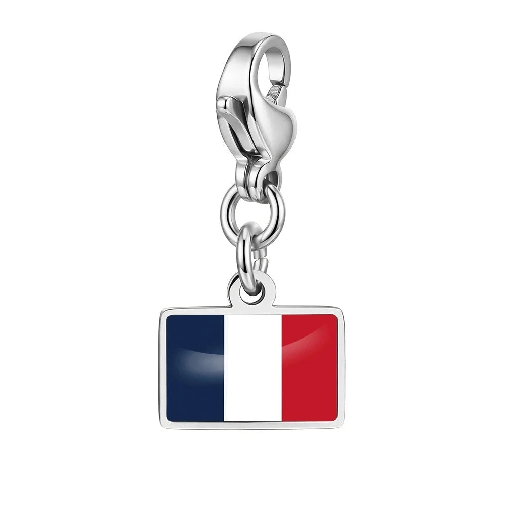 10mm Country Flag Charms Pendant Necklace Bracelet Keychain Bagchain Stainless Steel  Jewelry A Commemorative Gift For A Friend