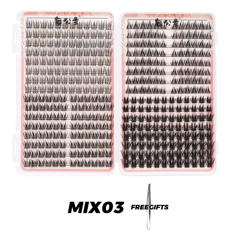 DINGSEN Eyelash Clusters Book Large Capacity Volume Individual Lashes Book Natural Long DIY Cluster Eyelash Extensions Makeup