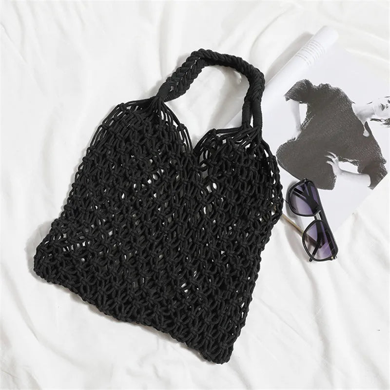 Women's Large Capacity Straw Handbag Totes | Hollow Out Shoulder Bags & Vintage Travel Beach Bag (Shopping Pack)