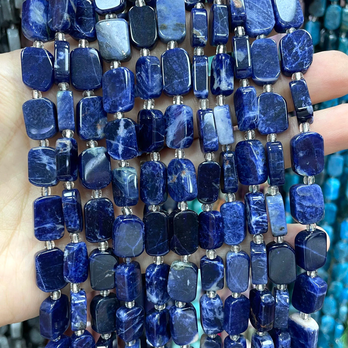 Natural Stone Flat Rectangle Amethyst Lapis Lazuli Quartz Apatite Spacer Beads For Jewelry Making Diy Bracelet Accessorie 8*12MM