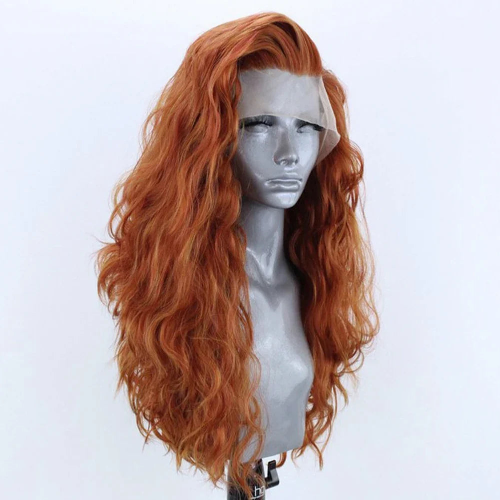 13x4 Ginger Long Wavy Lace Front Wig | Heat Friendly Synthetic, 150%