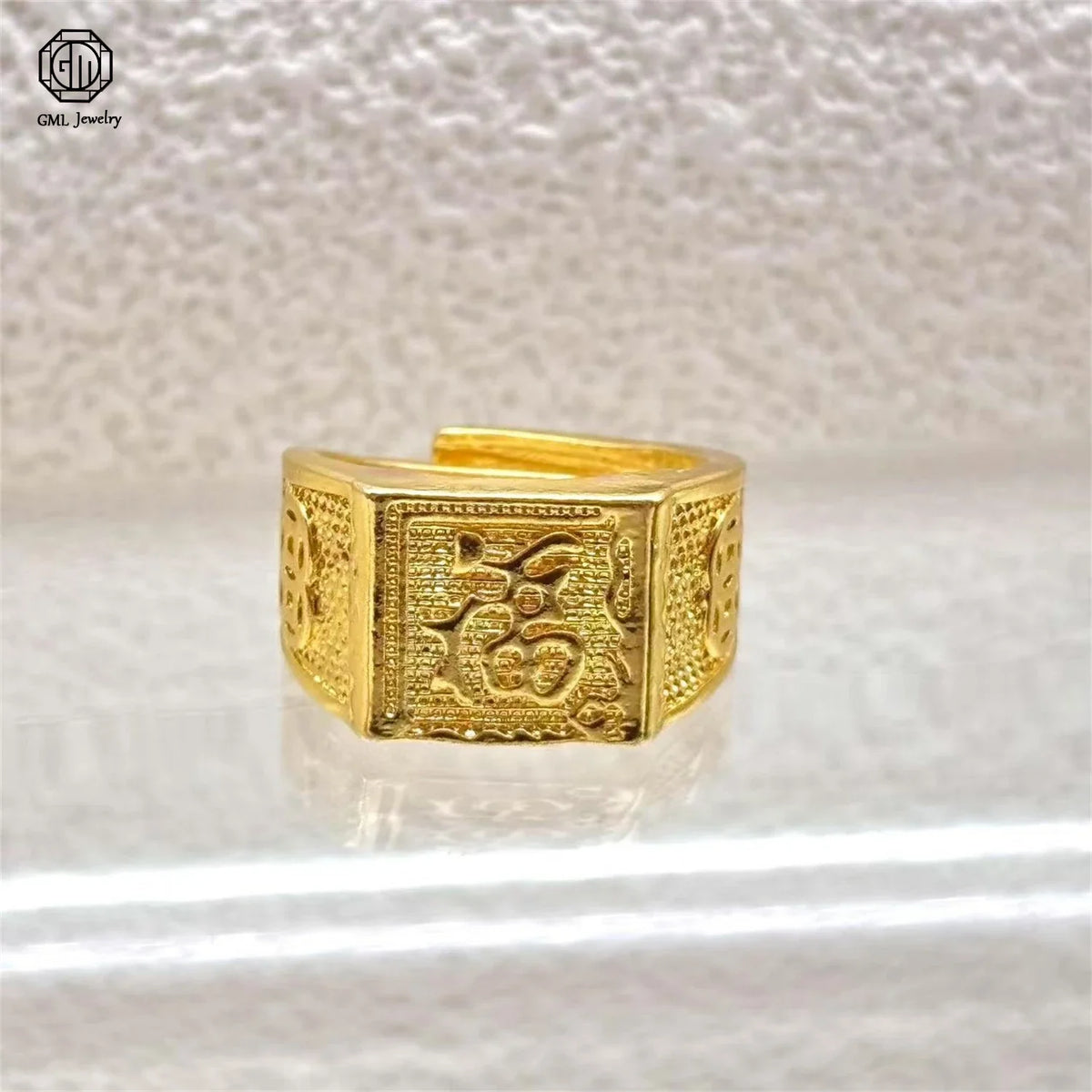 Sand Gold Adjustable Ring Matte Wide Band Openable Fade Resistant Unisex Couple Jewelry Solid Minimalist Gift