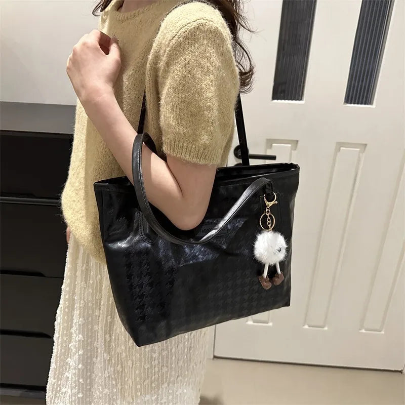 Retro Bag New Fashion Commuter Shoulder Bag | Large Capacity PU Leather Handbag (Casual Tote, Popular Gift, All Seasons)