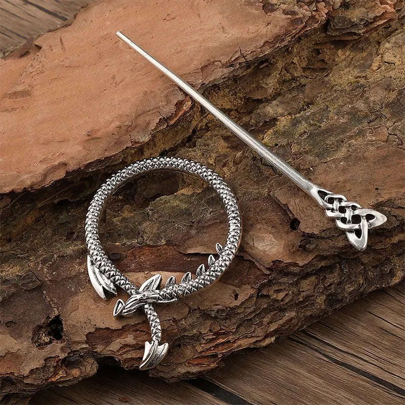 Retro Viking Dragon-Shaped Hairpin Hairpin Simple and Versatile Celtic Knot Hair Stick Hair Accessories Party Accessories for Mother's Day Valentine's Day Birthday Gift