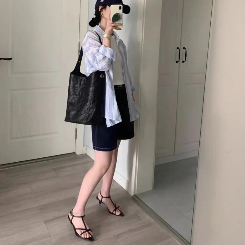Women Sandal Summer New Fashion Narrow Band Ladies Gladiator Shoes Thin Low Heel Ankle Strap Dress Party Shoes