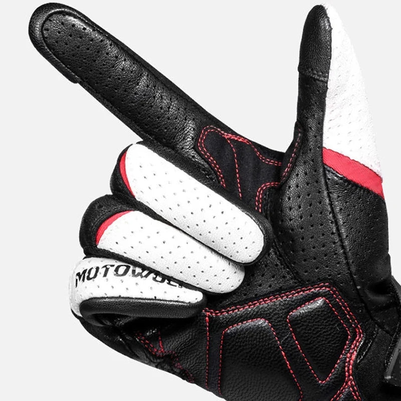 Motorcycle Gloves Black Racing Genuine Leather Motorbike White Road Riding Team Glove Summer Winter Wearable for Furygan AFS 18
