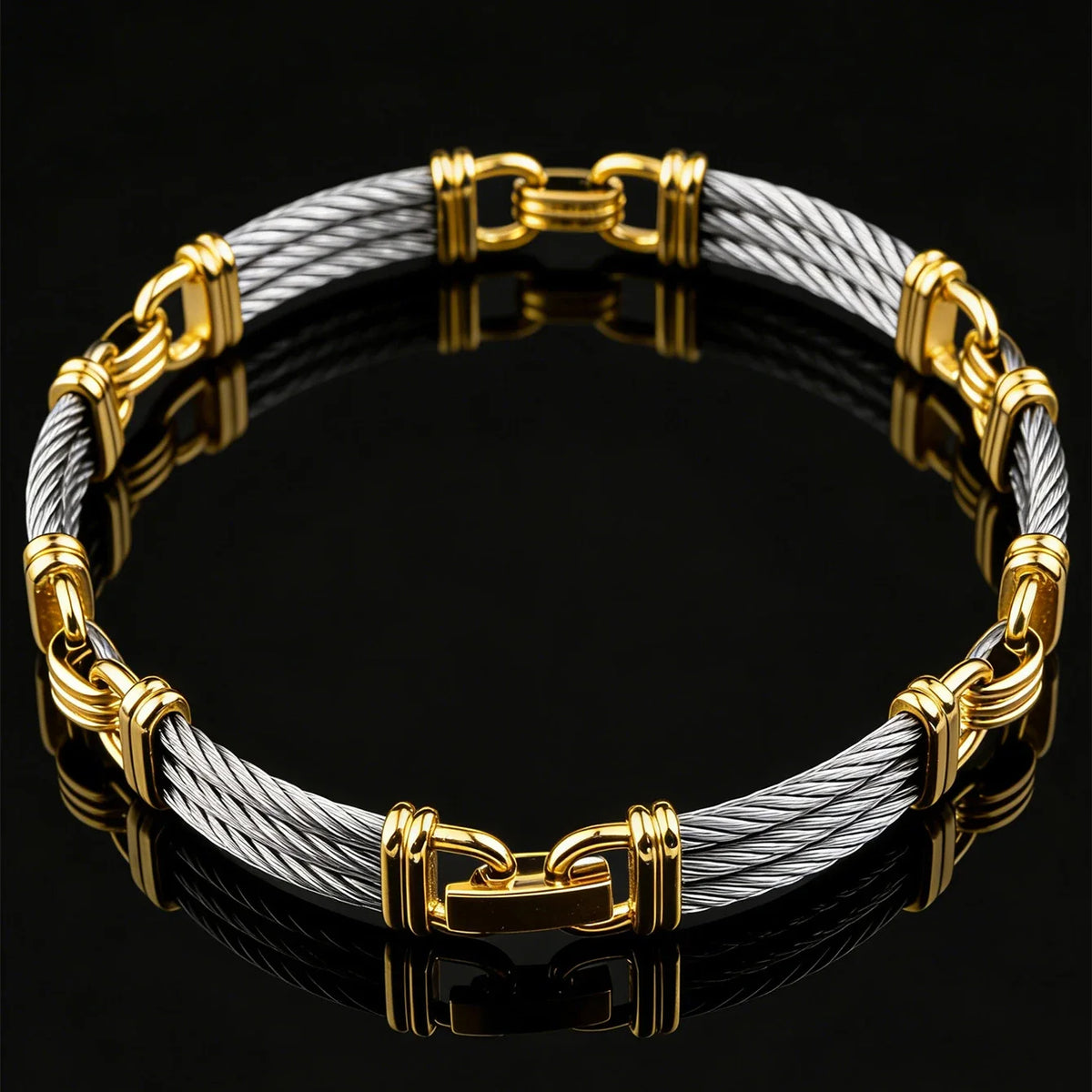Unisex Stainless Steel Cable Bracelet: Designer-Inspired Twisted Cable, Classic and Elegant, with a Stainless Steel Clasp