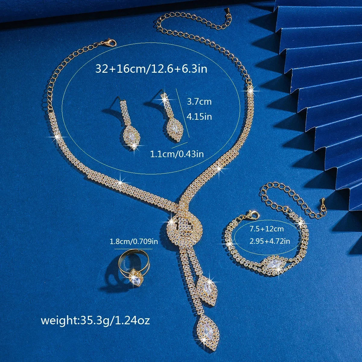Exquisite luxury nude diamond zirconia bridal wedding banquet lady's necklace and earrings jewelry set