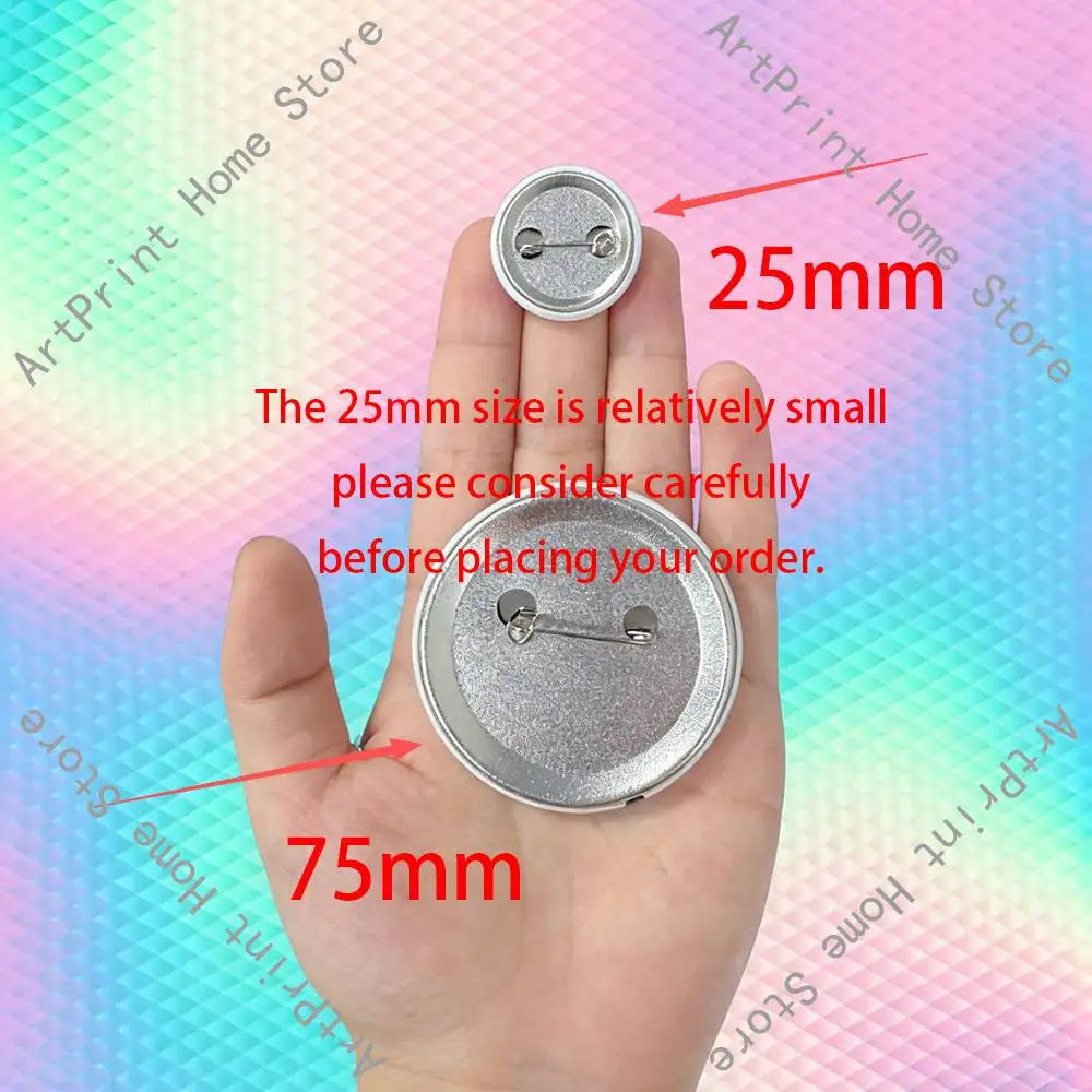 Cute Funny S-Shelly W-Wold Customizable Badge Tinplate Brooch Laser Film Lapel Pin for Decoration Party Small Gifts