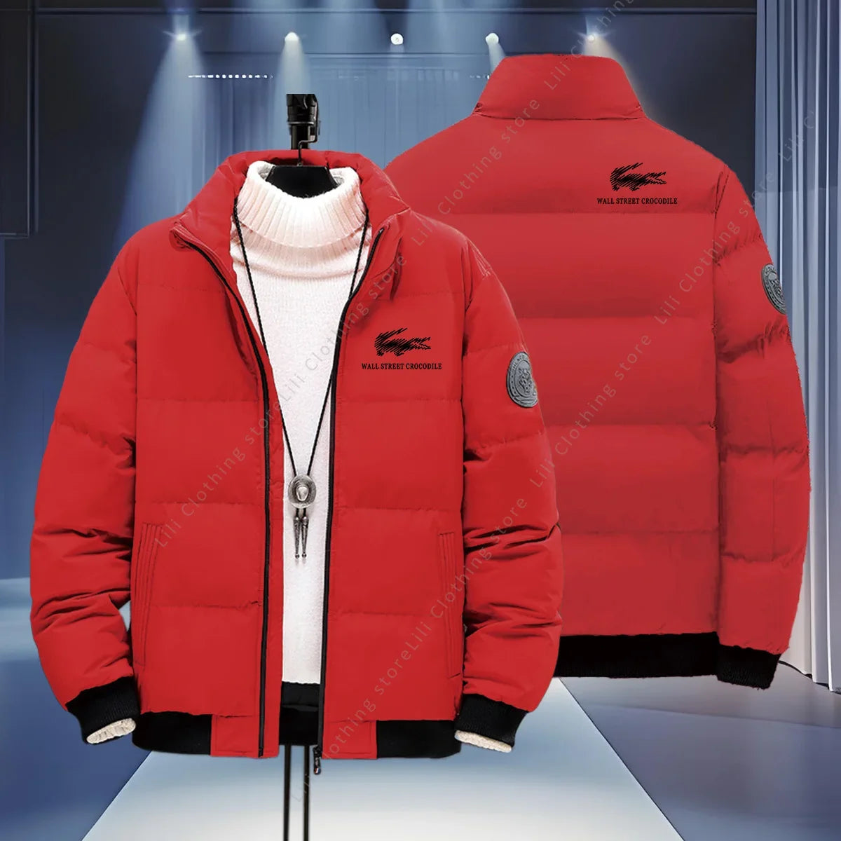 Wall Street Crocodile Winter Coats Men's Puffer Jackets Thick Warm Bomber Jackets Parkas Down Jackets Men's Winter Jackets New
