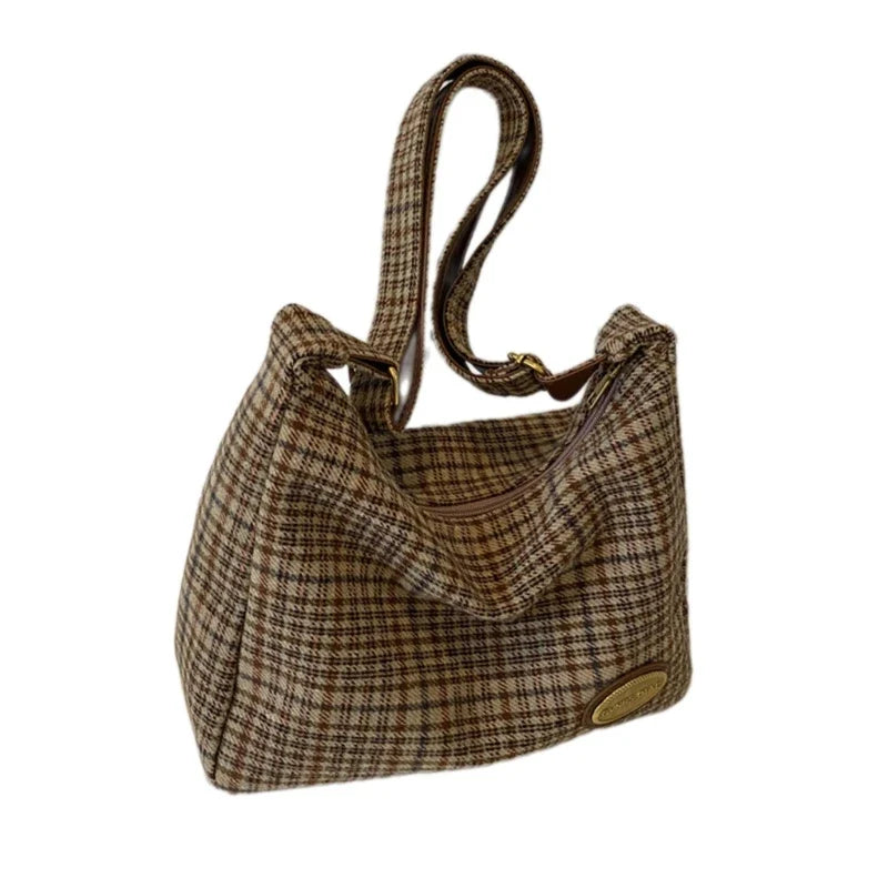 Trendy Plaid Crossbody Bag | Elegant & Practical Vintage Shoulder Handbag for Women (Soft Polyester for Everyday Use)