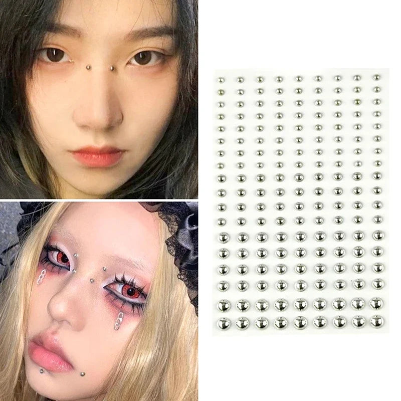 165/180Pcs Sparkly Crystal Nose Studs Set Stick On Rhinestone Body Lip Gems Fake Non Piercing Decoration For Women And Teens